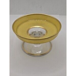 Yellow Depression Glass Pedestal Cheese Compote 4.75" Gold Edging Candy/Nut Dish